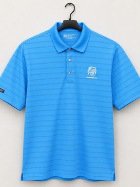 Bermuda Sands Men's L Blue Pinstripe Wick Away Golf Polo